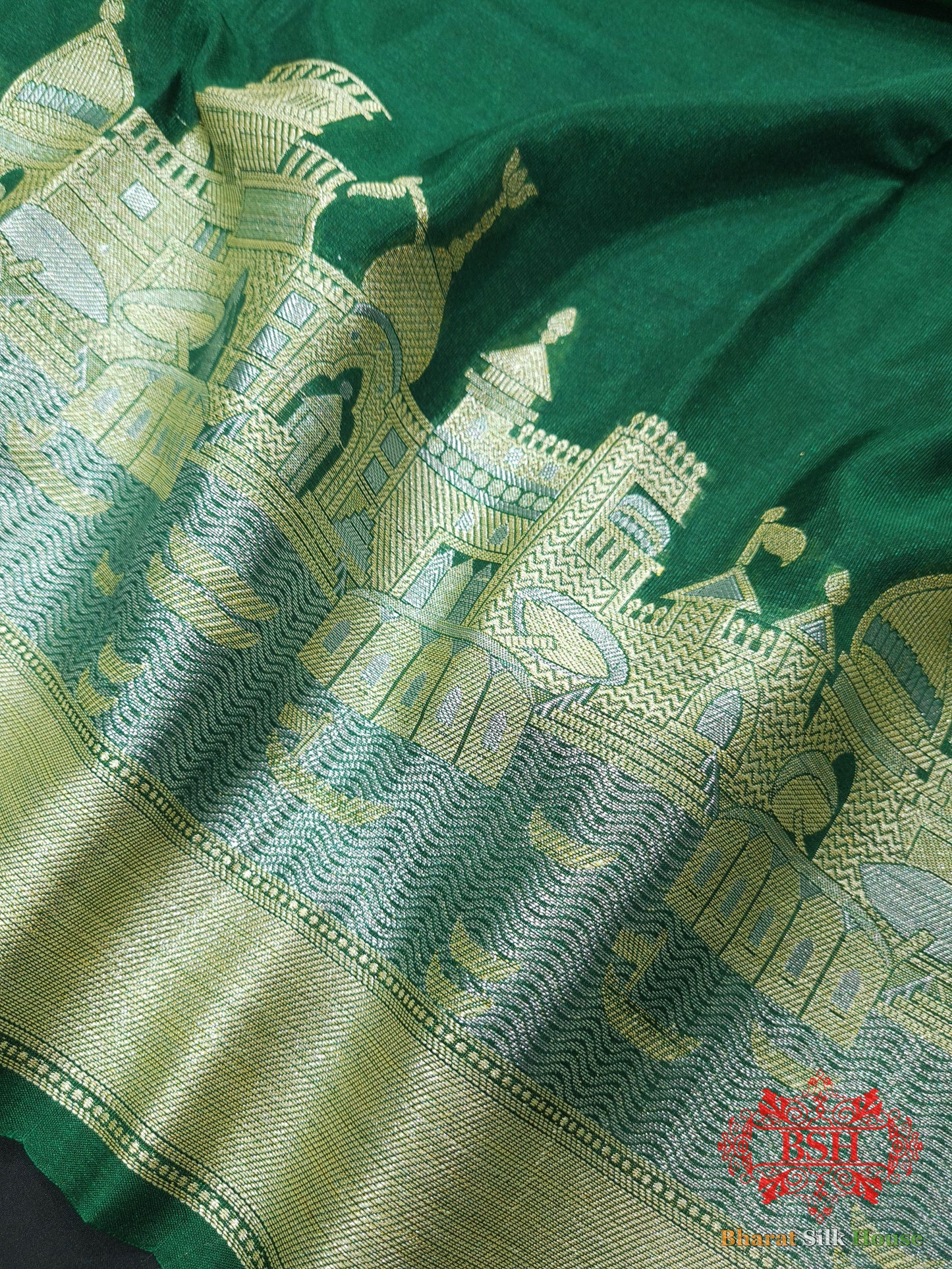 Banaras Ghats Weaved Silk Saree