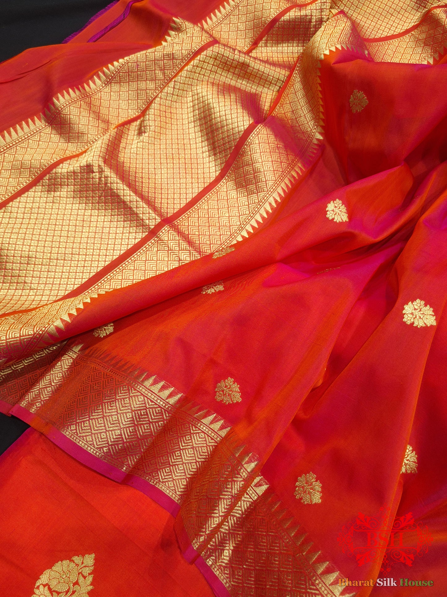 Orange Handloom Banarasi Silk Suit Piece