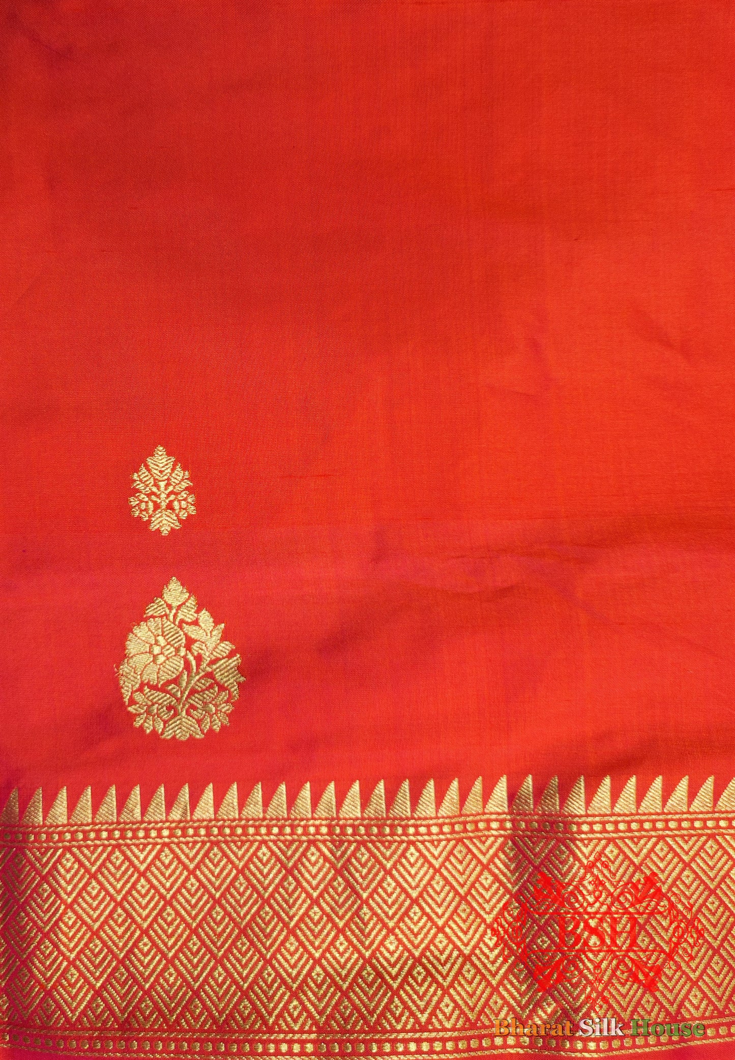 Orange Handloom Banarasi Silk Suit Piece