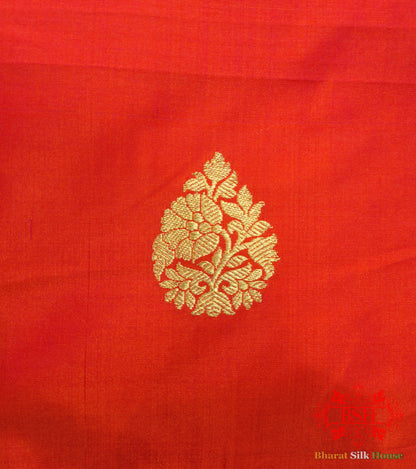 Orange Handloom Banarasi Silk Suit Piece