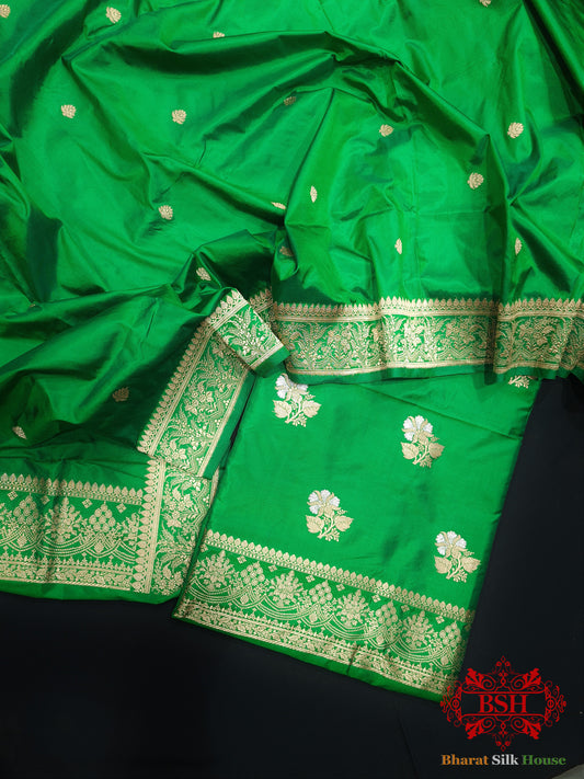 Green Handloom Banarasi Silk Suit Piece