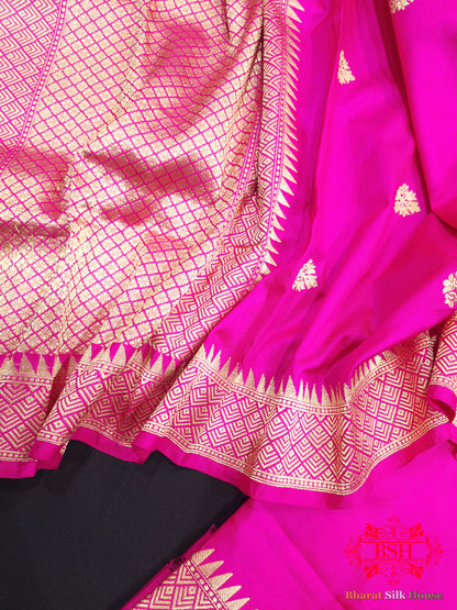 Pink Handloom Banarasi Silk Suit Piece