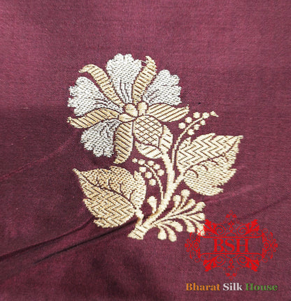 Deep Wine Handloom Banarasi Silk Suit Piece