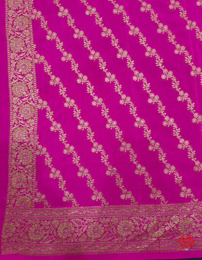 Pure Silk Crape Khaddi Georgette Saree With Antique Zari In Shades Of Pink