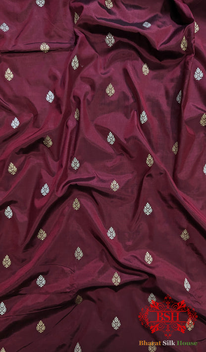 Pure Banarasi Handloom Katan Silk Meenakari  Antique Zari Saree In Shades Of Magenta - Bharat Silk House