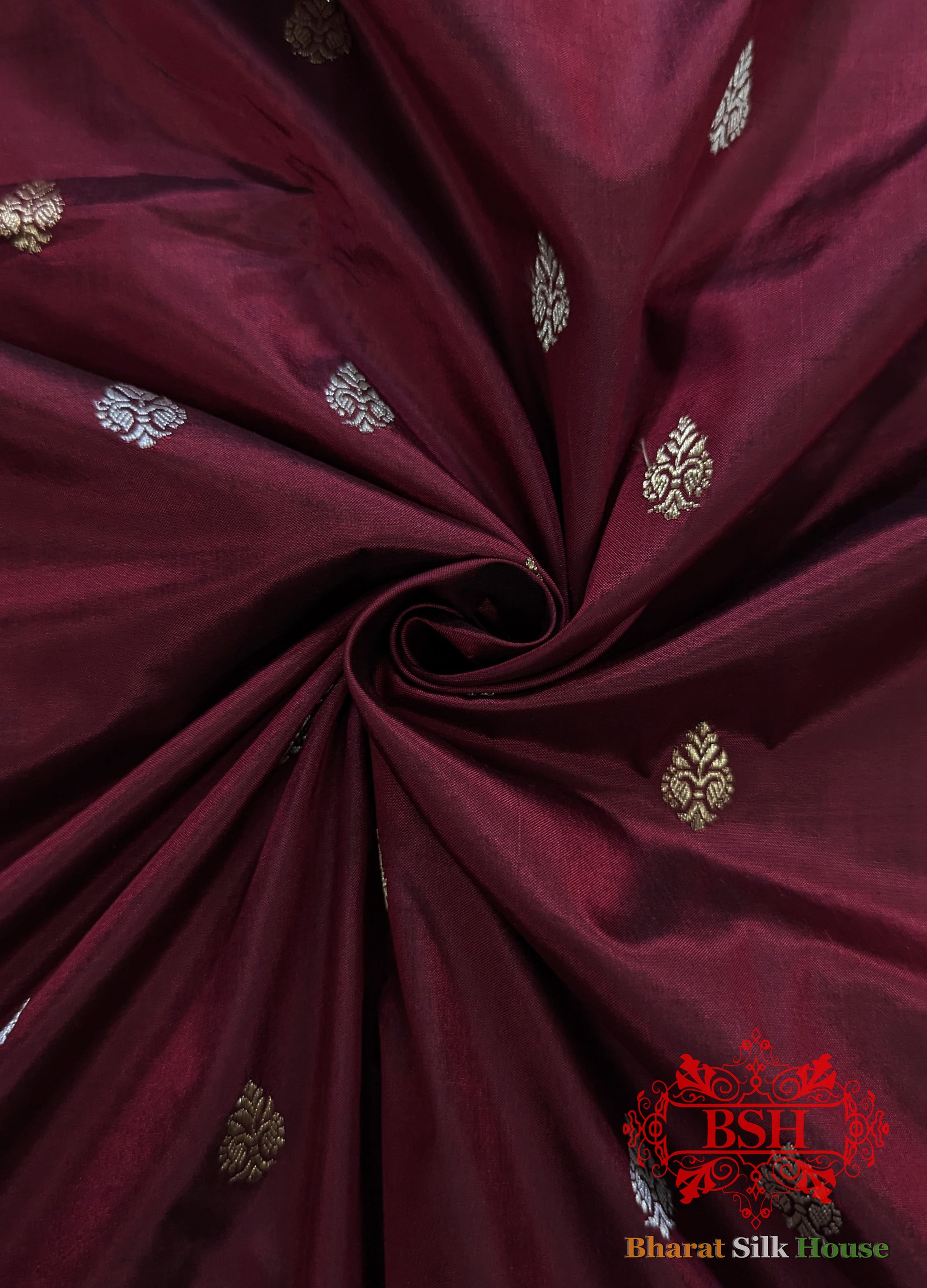 Pure Banarasi Handloom Katan Silk Meenakari  Antique Zari Saree In Shades Of Magenta - Bharat Silk House