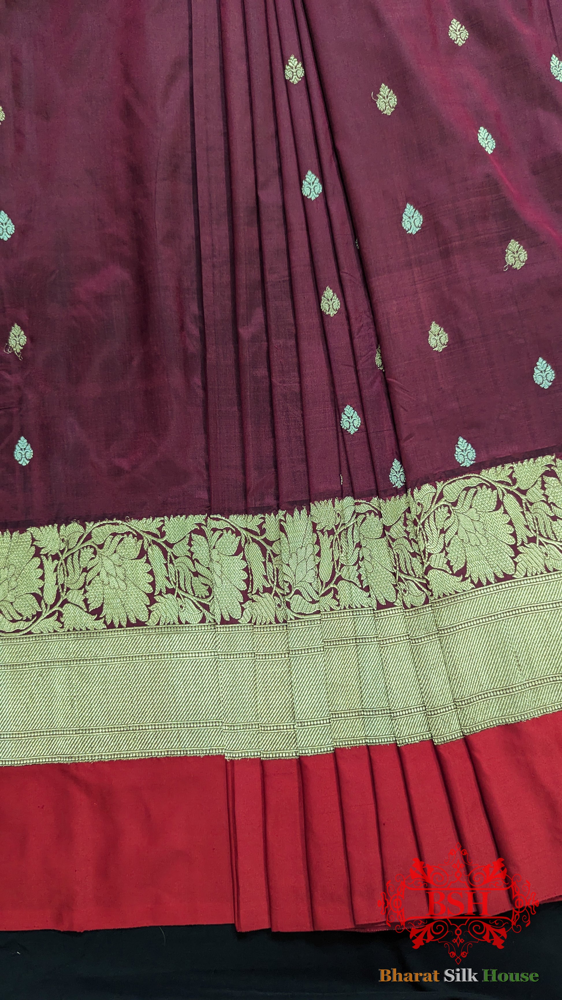 Pure Banarasi Handloom Katan Silk Meenakari  Antique Zari Saree In Shades Of Magenta - Bharat Silk House