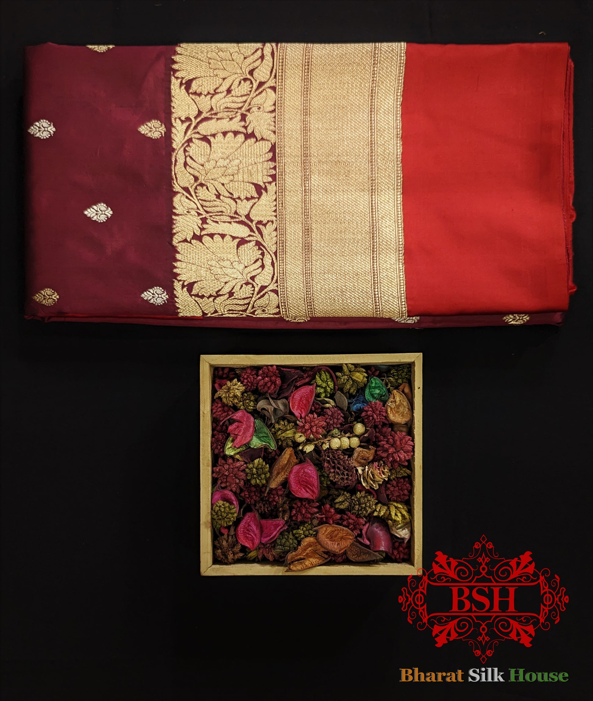 Pure Banarasi Handloom Katan Silk Meenakari  Antique Zari Saree In Shades Of Magenta - Bharat Silk House