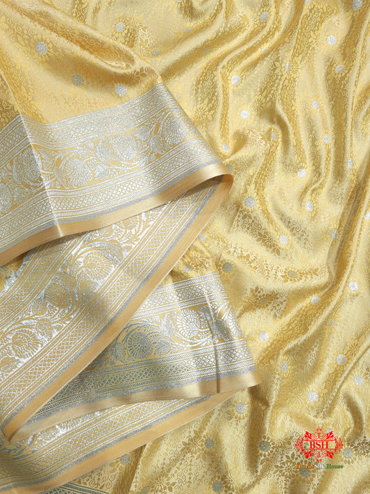 Beige Single Zari Tanchoi Silk Saree