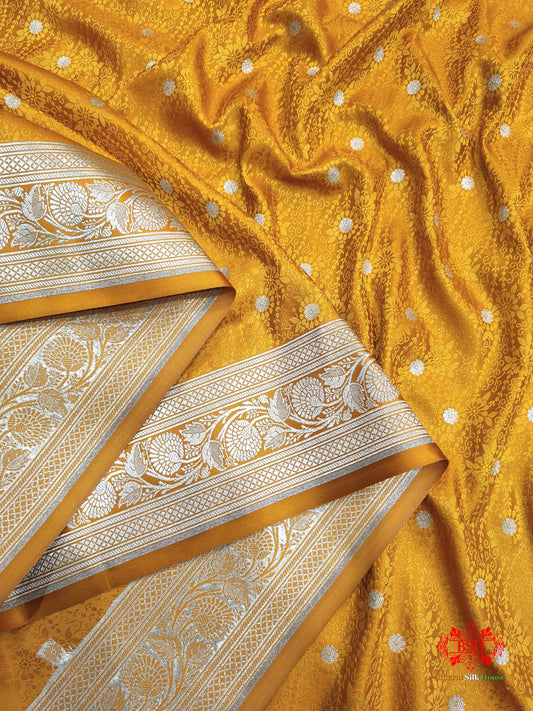 Yellow Single Zari Tanchoi Silk Saree