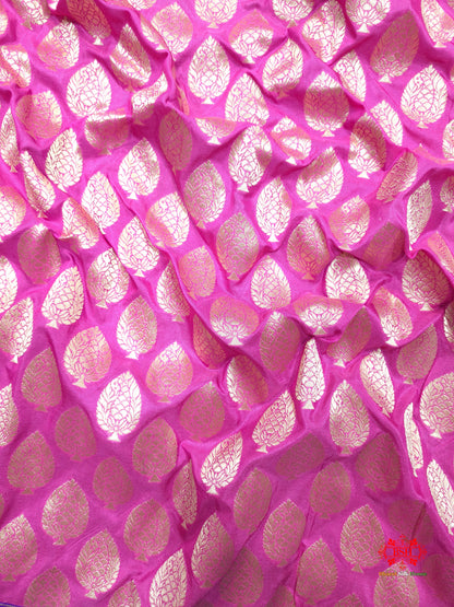 Handloom Banarasi Pure Katan Silk Floral Booti In Shades Of Pink