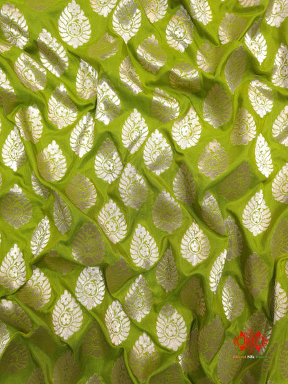 Handloom Banarasi Pure Katan Silk Floral Booti In Shades Of Green