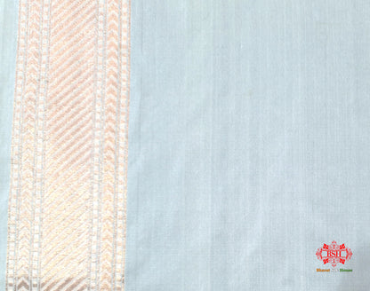 Handloom Banarasi Pure Katan Silk Floral Booti In Shades Of White