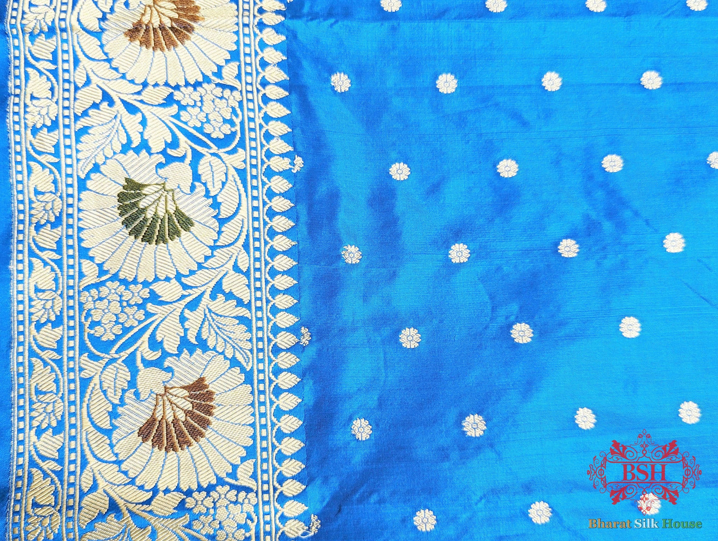 Admiral Blue Pure Katan Silk Banarasi Saree - Bharat Silk House