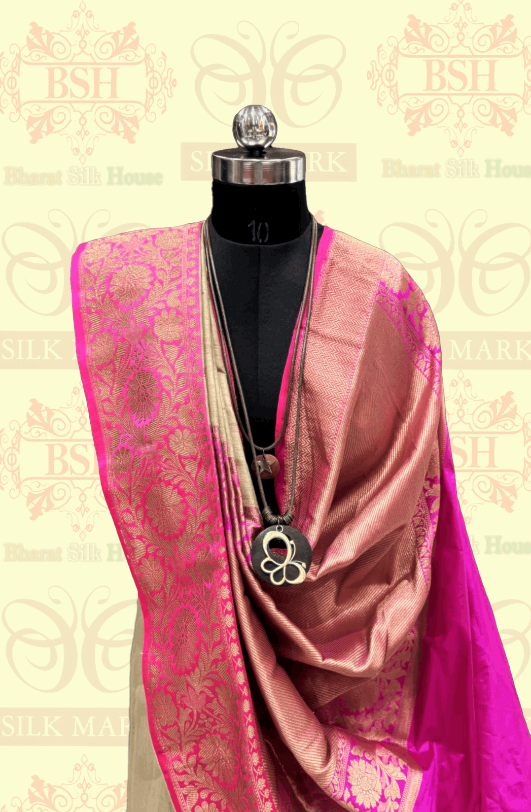 Antique White Pure Tussar Moonga Silk Handloom Saree With Zari Border - Bharat Silk House