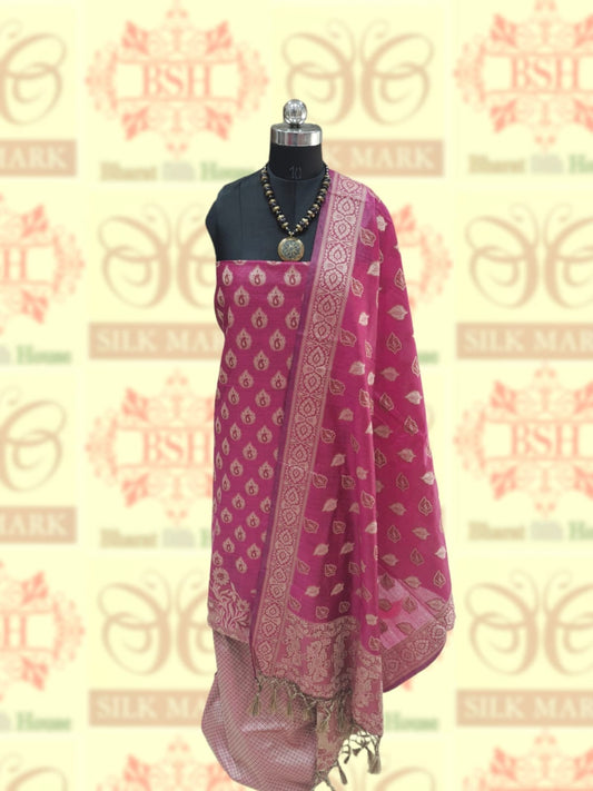 Banarasi Cotton Silk Resham Buti Woven Suitsets - Bharat Silk House