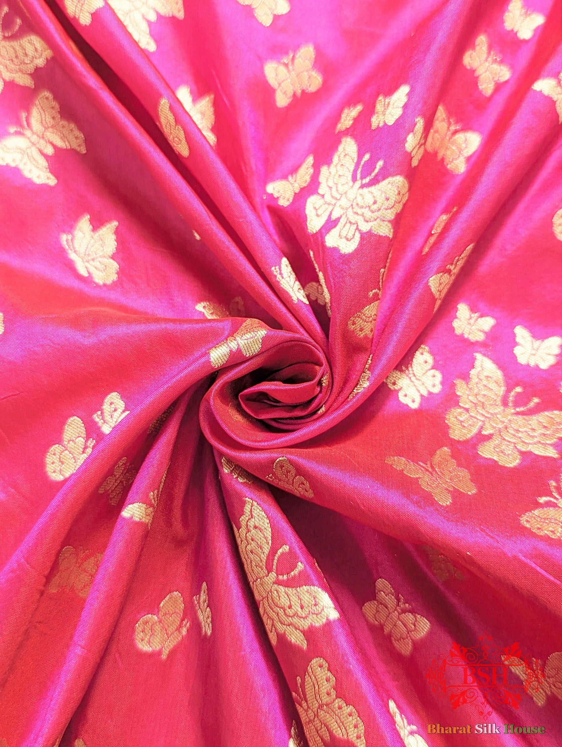 Banarasi Handwoven Katan Silk Butterfly Booti Saree - Bharat Silk House