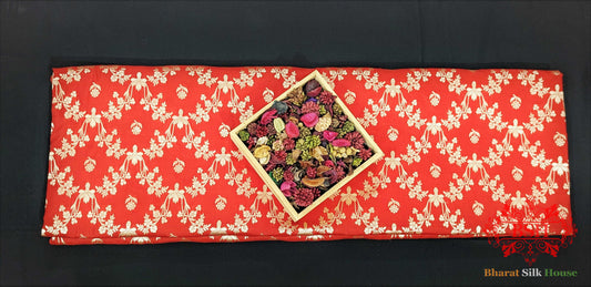 Banarasi Pure Katan Silk Opara Floral Jaal In Shades Of Red - Bharat Silk House