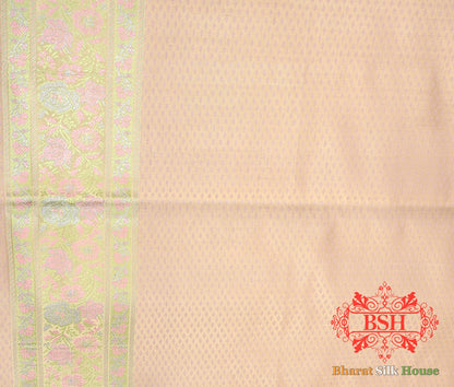 Beige Chauthera (Four Color) Resham Zari Tanchoi Katan Silk Saree - Bharat Silk House