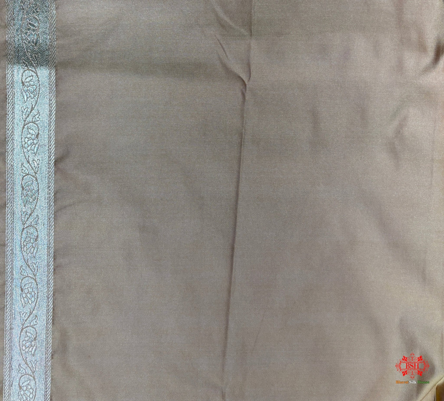 Beige Mashru Silk All Over Booti With Jaal Blouse Design Saree - Bharat Silk House Mashroo Silk