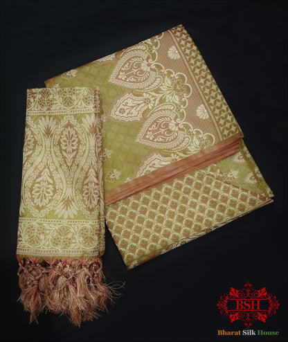 Banarasi Cotton Silk Resham Buti Woven UnStitched Suitset Banarasi Cotton Bharat Silk House