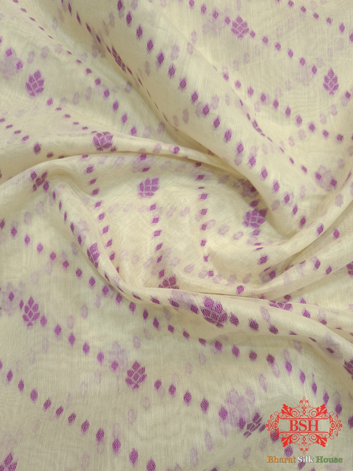 Off White/Magenta Woven Banarasi Cotton Saree Banarasi Cotton Bharat Silk House