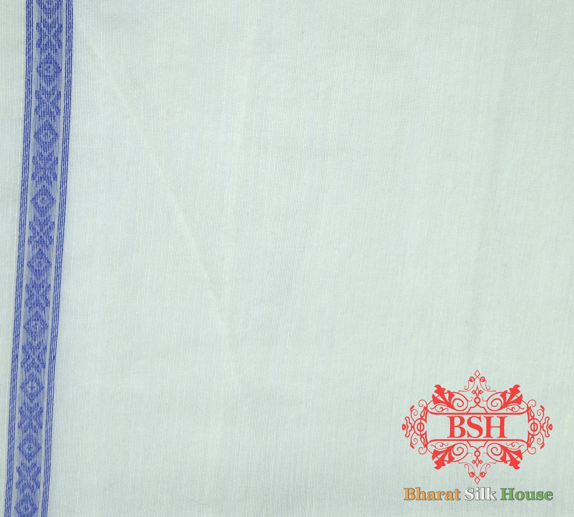 Off White/Royal Blue Woven Banarasi Cotton Saree Banarasi Cotton Bharat Silk House