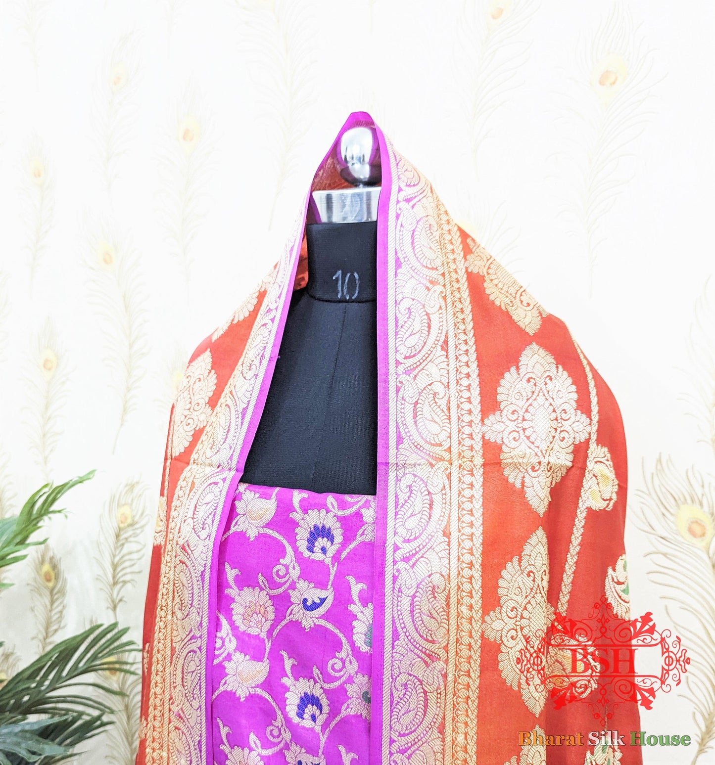 Ultra Pink  Banarasi Silk Three Piece Unstitched Suit Banarasi Cotton Bharat Silk House