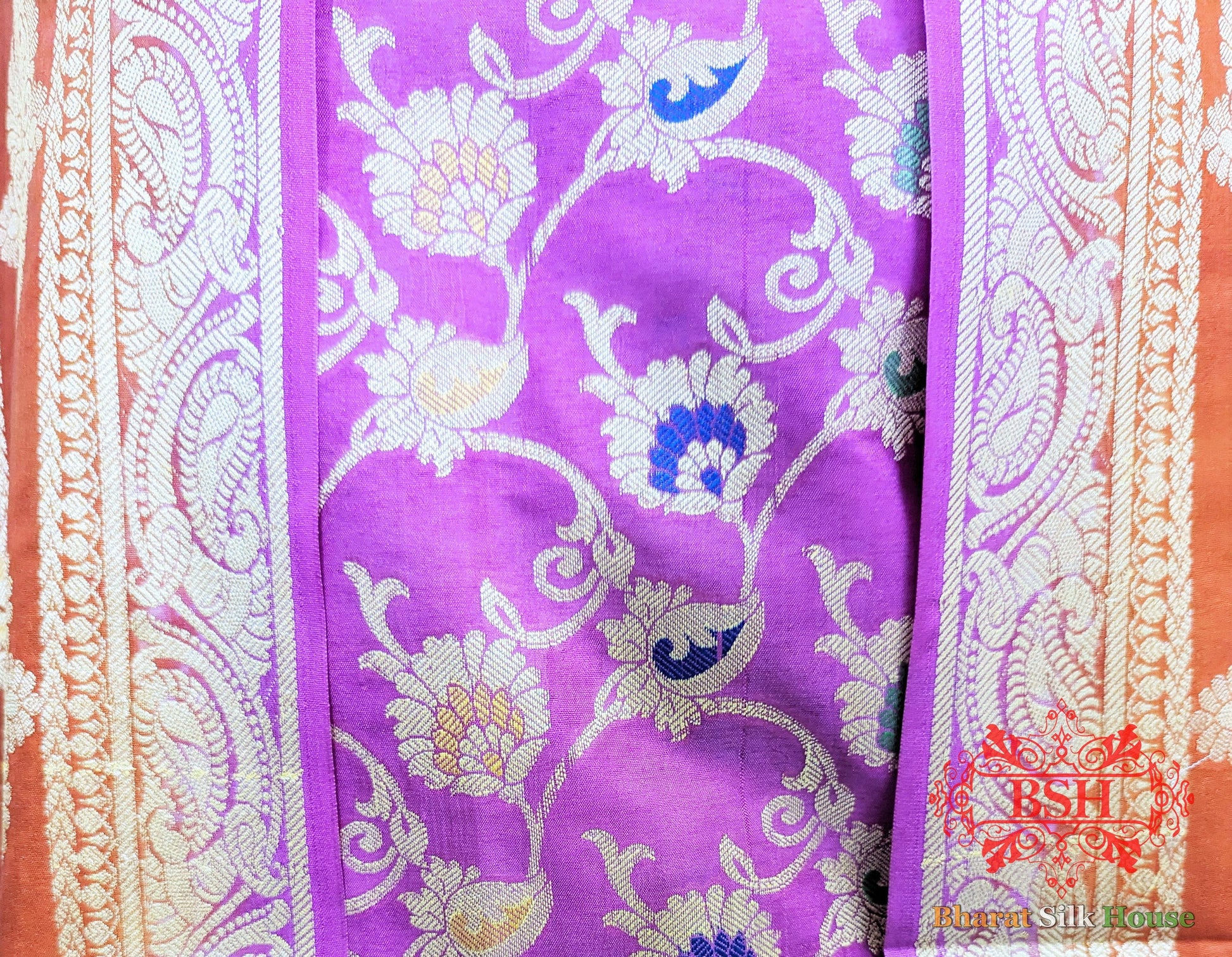 Ultra Pink  Banarasi Silk Three Piece Unstitched Suit Banarasi Cotton Bharat Silk House