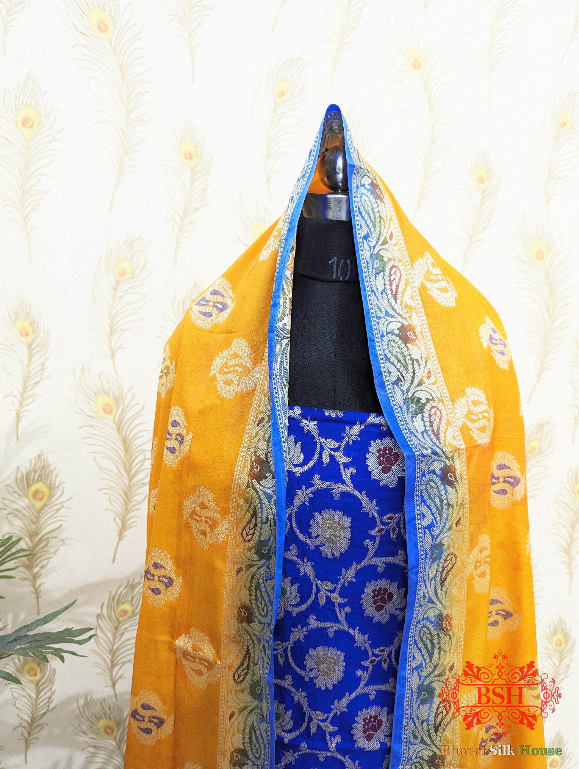 Ultramarine Blue Banarasi Silk Unstitched Suit Set Banarasi Silk Bharat Silk House