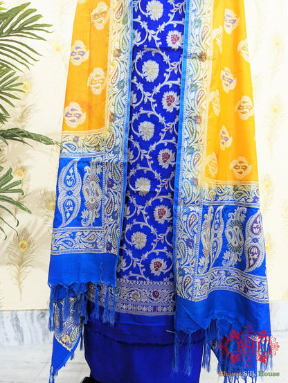 Ultramarine Blue Banarasi Silk Unstitched Suit Set Banarasi Silk Bharat Silk House