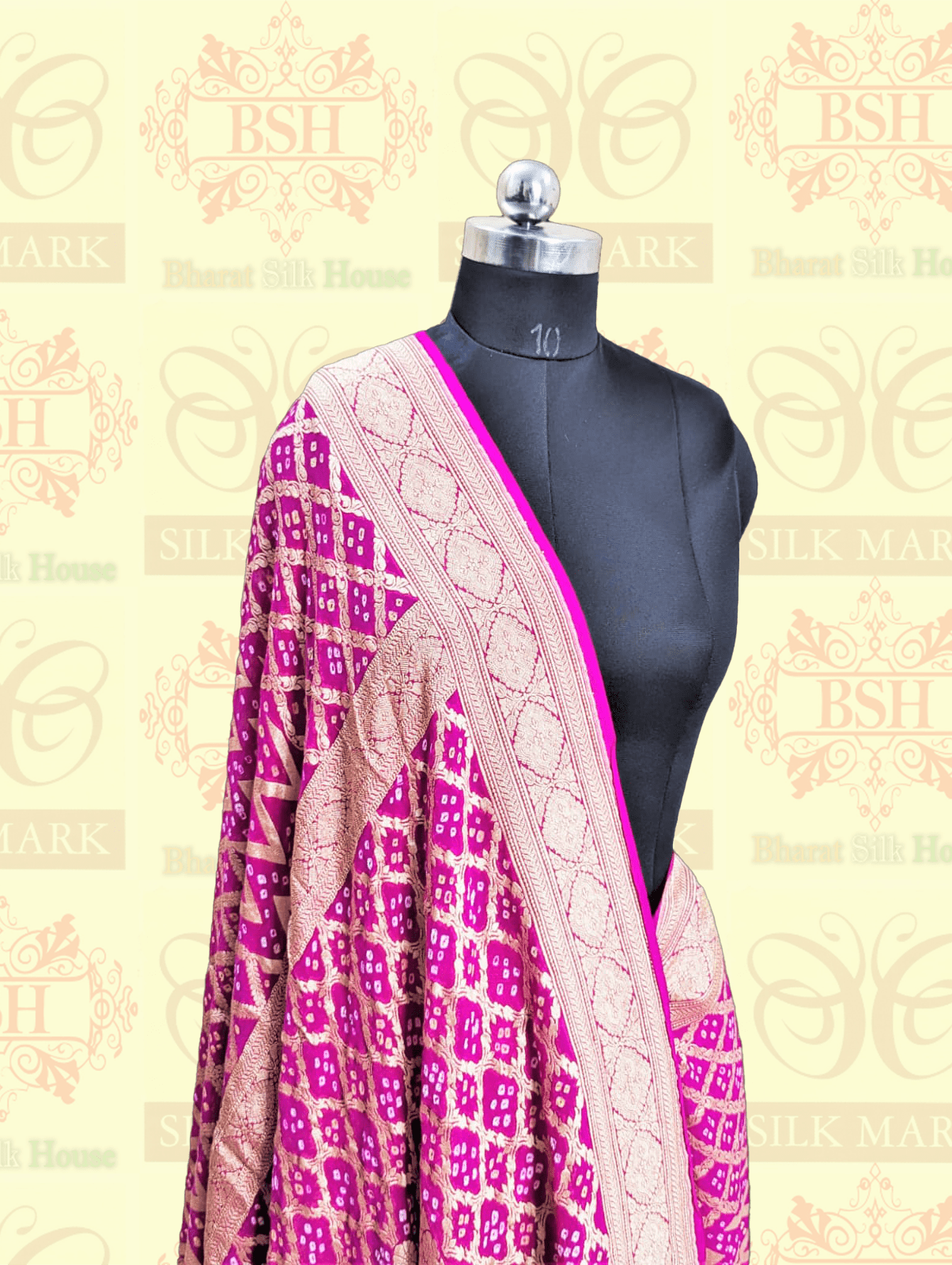 Khaddi Georgette Saree With Bandhani Print In Shades Of Pink Bandhej Bharat Silk House