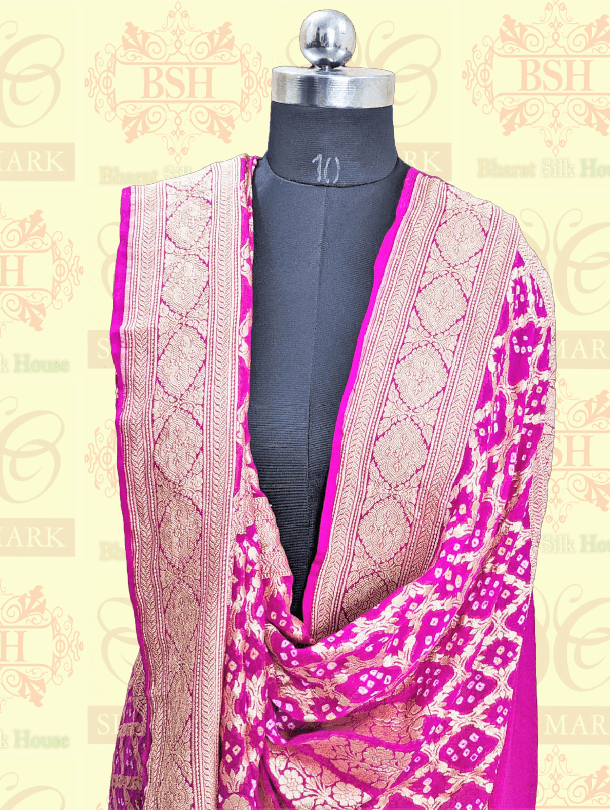 Khaddi Georgette Saree With Bandhani Print In Shades Of Pink Bandhej Bharat Silk House