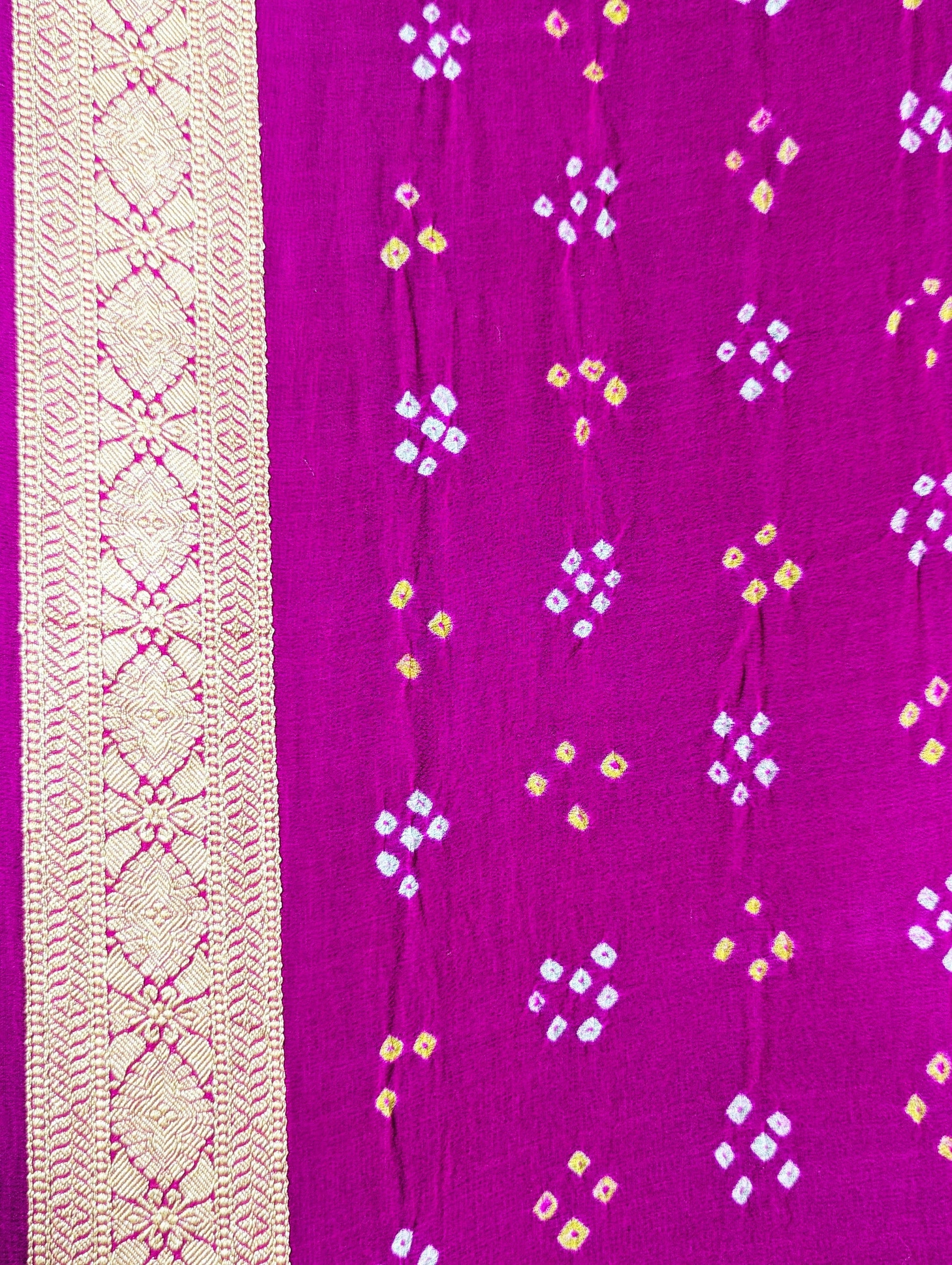 Khaddi Georgette Saree With Bandhani Print In Shades Of Pink Bandhej Bharat Silk House