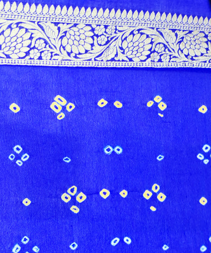 Pure Georgette Bandhej Handloom Banarasi Saree In Shades Of Royal Blue Bandhej Bharat Silk House