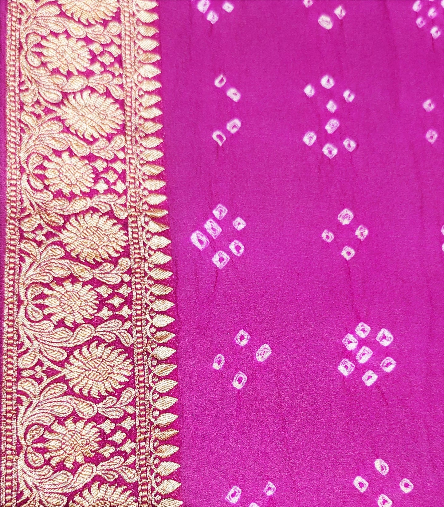 Pure Georgette Handloom Banarasi Bandhej Saree In Shades Of Pink Bandhej Bharat Silk House