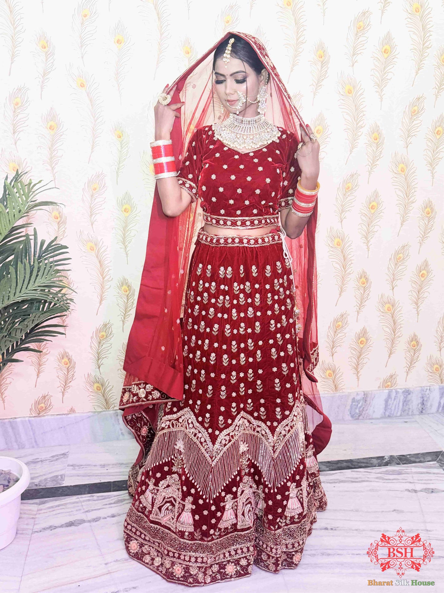 Rust Red Embroidered Bridal Lehenga Bridal Lehenga Bharat Silk House
