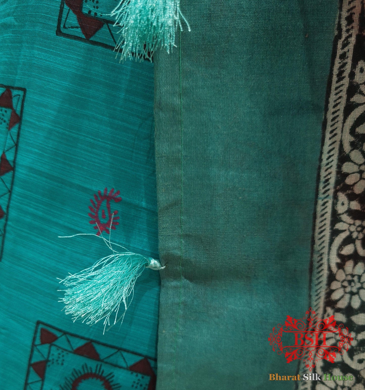 Pine Green Pure Cotton Block Print Unstitched Suitset Cotton Bharat Silk House