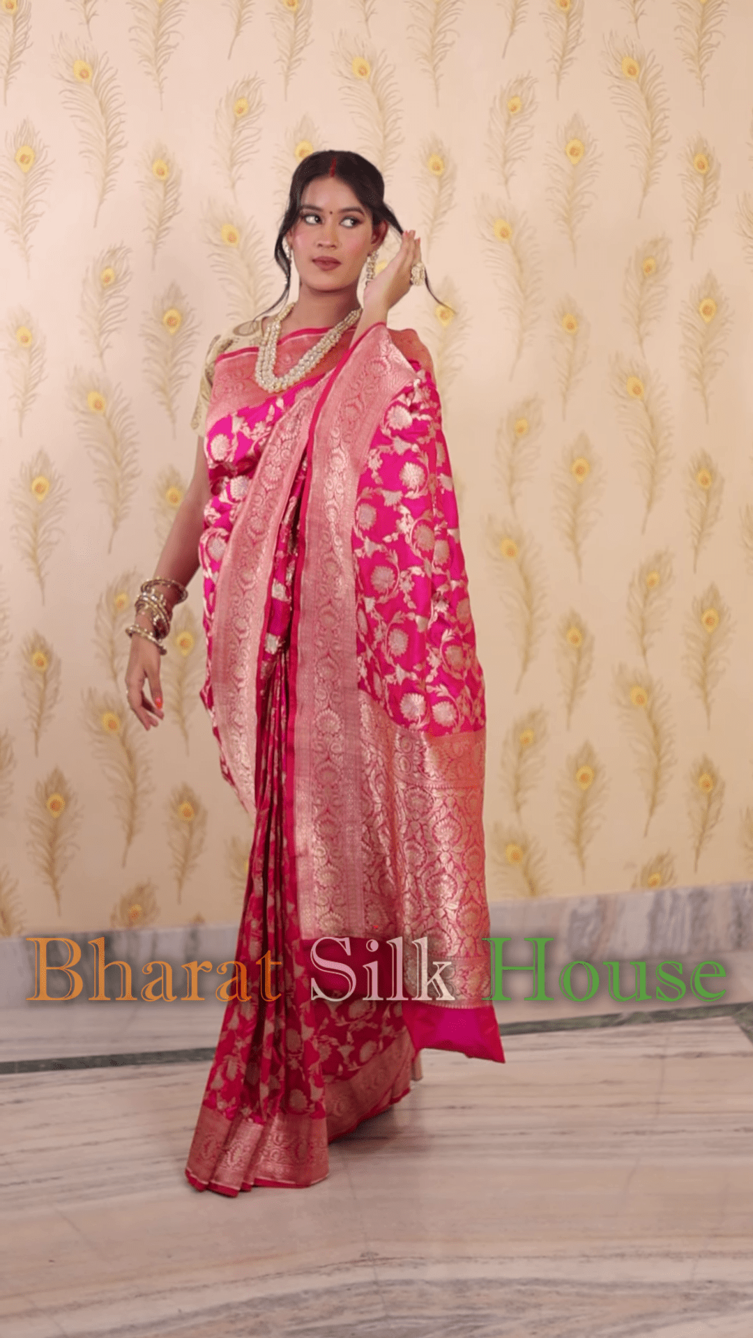 Hot Pink Opara Silk Banarasi Handloom Saree Opara Silk Bharat Silk House