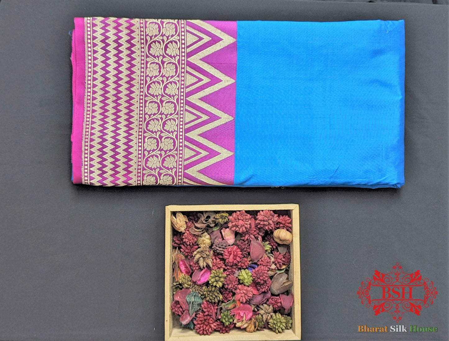 Azure Blue Shades Pure Katan Silk Banarasi Handloom Saree Pure Kataan Silk Bharat Silk House