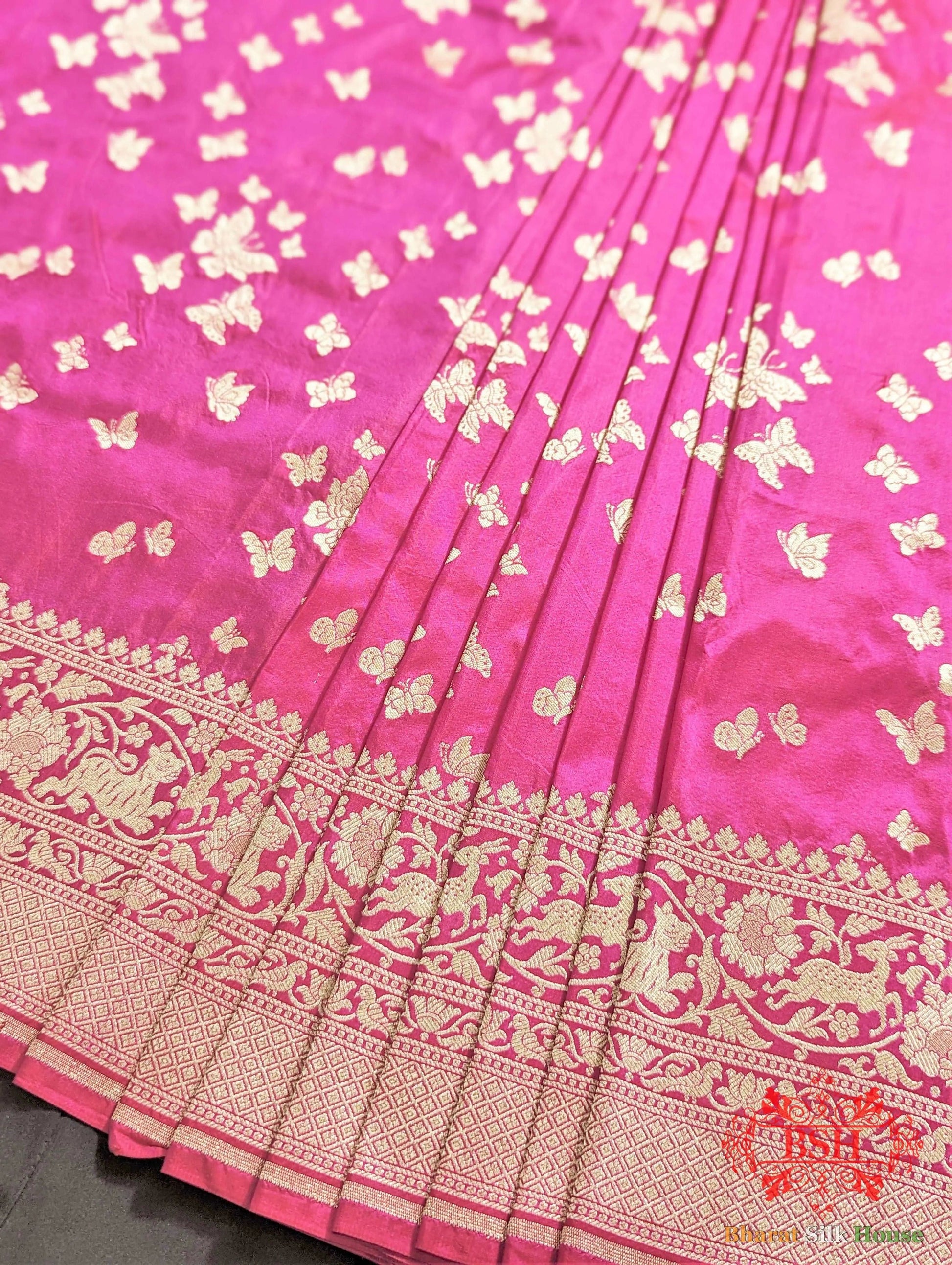 Banarasi Handwoven Katan Silk Butterfly Booti Saree Pure Kataan Silk Bharat Silk House