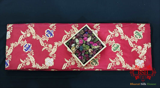 Banarasi Kadhwa Katan Meenakari Seven Color Meena Floral Jaal In Shades Of Red Pure Kataan Silk Bharat Silk House