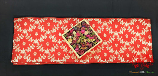 Banarasi Pure Katan Silk Opara Floral Jaal In Shades Of Red Pure Kataan Silk Bharat Silk House