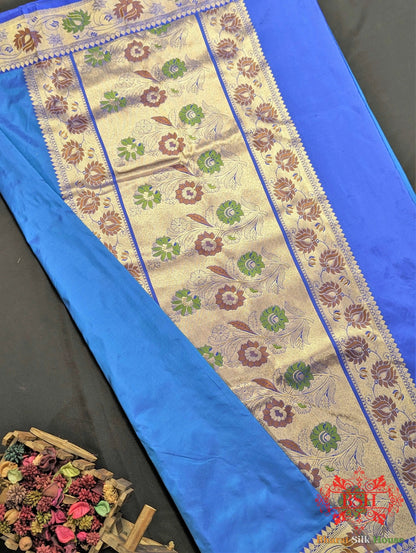 Cobalt Blue Pure Katan Silk Banarasi Saree Pure Kataan Silk Bharat Silk House