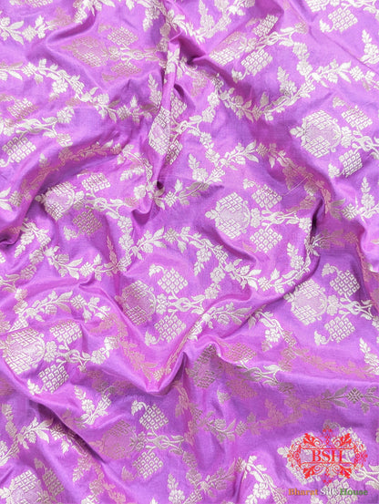 Handloom Banaraasi Pure Kataan Silk Saree Floral JaalcIn Shades Of Rani Pure Kataan Silk Bharat Silk House