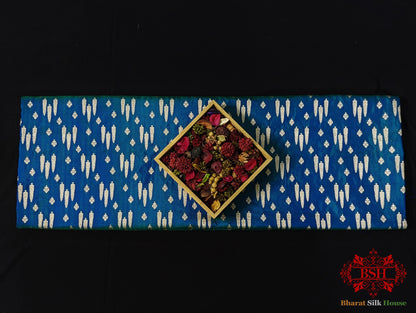 Handloom Banarasi Pure Katan Silk Floral Booti In Shades Of Peacock Pure Kataan Silk Bharat Silk House