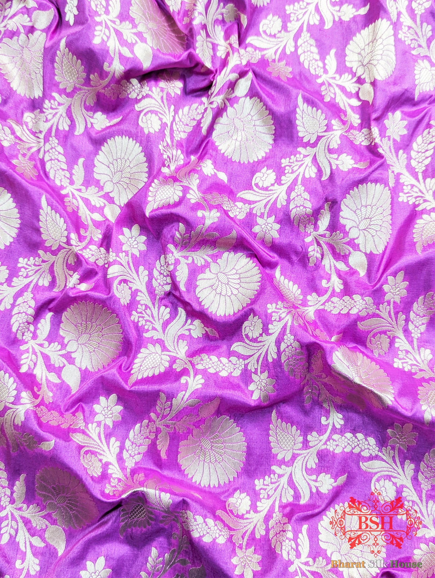 Handloom Banarasi Pure Katan Silk Floral Jaal Saree In Shades Of Gazari Pure Kataan Silk Bharat Silk House