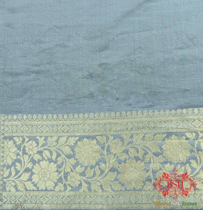 Handloom Banarasi Pure Katan Silk Floral Jaal Saree In Shades Of Grey Pure Kataan Silk Bharat Silk House