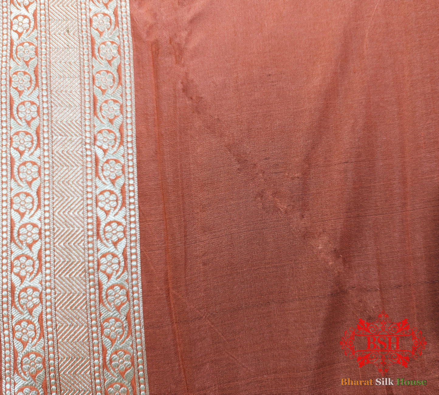 Handloom Banarasi Pure Katan Silk Floral Jaal Saree In Shades Of Peach Pure Kataan Silk Bharat Silk House