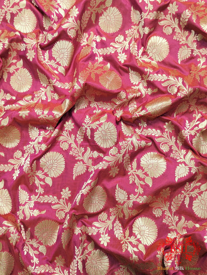 Handloom Banarasi Pure Katan Silk Floral Jaal Saree In Shades Of Pink/Orange Color Pure Kataan Silk Bharat Silk House